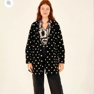 FARM Rio Black And White Polka Dots Fleece Cardigan